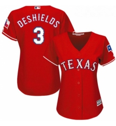 Womens Majestic Texas Rangers 3 Delino DeShields Authentic Red Alternate Cool Base MLB Jersey