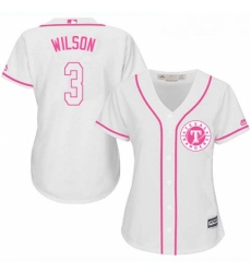Womens Majestic Texas Rangers 3 Russell Wilson Replica White Fashion Cool Base MLB Jersey