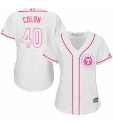 Womens Majestic Texas Rangers 40 Bartolo Colon Authentic White Fashion Cool Base MLB Jersey 