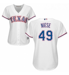 Womens Majestic Texas Rangers 49 Jon Niese Replica White Home Cool Base MLB Jersey 