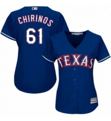 Womens Majestic Texas Rangers 61 Robinson Chirinos Authentic Royal Blue Alternate 2 Cool Base MLB Jersey 