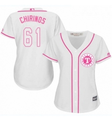 Womens Majestic Texas Rangers 61 Robinson Chirinos Authentic White Fashion Cool Base MLB Jersey 