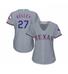 Womens Texas Rangers 27 Shawn Kelley Replica Grey Road Cool Base Baseball Jersey 