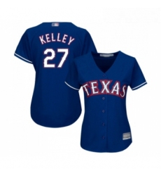 Womens Texas Rangers 27 Shawn Kelley Replica Royal Blue Alternate 2 Cool Base Baseball Jersey 