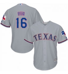 Youth Majestic Texas Rangers 16 Ryan Rua Authentic Grey Road Cool Base MLB Jersey 