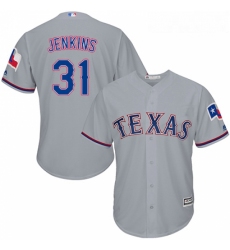 Youth Majestic Texas Rangers 31 Ferguson Jenkins Replica Grey Road Cool Base MLB Jersey