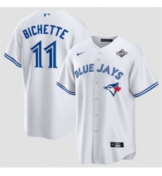 Men Toronto Blue Jays 11 Bo Bichette White 2025 World Series Home Cool Base Stitched Baseball Jersey