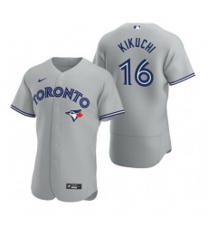 Men Toronto Blue Jays 16 Yusei Kikuchi Grey Flex Base Stitched Baseball jersey