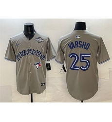 Men Toronto Blue Jays 25 Daulton Varsho Grey 2025 World Series Home Cool Base Stitched Baseball Jersey Men Toronto Blue Jays 25 Daulton Varsho Grey 2025 World Series Home Cool Base Stitched Baseball Jersey