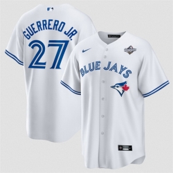 Men Toronto Blue Jays 27 Vladimir Guerrero Jr  White 2025 World Series Home Cool Base Stitched Baseball Jersey