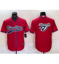 Men Toronto Blue Jays Red Team Big Logo Cool Base Stitched Baseball Jersey