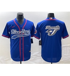 Men Toronto Blue Jays Royal Team Big Logo Cool Base Stitched Baseball Jersey