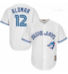 Mens Majestic Toronto Blue Jays 12 Roberto Alomar Replica White Cooperstown MLB Jersey