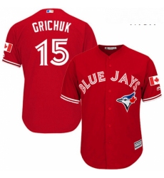 Mens Majestic Toronto Blue Jays 15 Randal Grichuk Replica Scarlet Alternate Cool Base MLB Jersey 