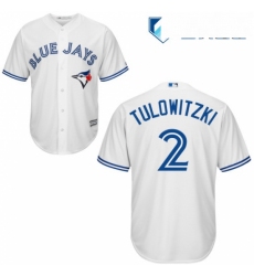 Mens Majestic Toronto Blue Jays 2 Troy Tulowitzki Replica White Home MLB Jersey