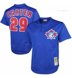 Mens Mitchell and Ness 1997 Toronto Blue Jays 29 Joe Carter Replica Blue Throwback MLB Jersey