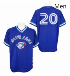 Mens Mitchell and Ness Toronto Blue Jays 20 Josh Donaldson Authentic Blue Throwback MLB Jersey