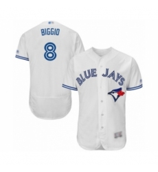 Men's Toronto Blue Jays #8 Cavan Biggio White Home Flex Base Authentic Collection Baseball Player Jersey