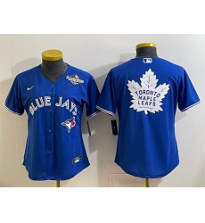 Women Toronto Blue Jays  26 Leafs Royal 2025 World Series With White Leafs Logo Cool Base Stitched Baseball Jersey 