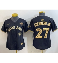 Women Toronto Blue Jays 27 Vladimir Guerrero Jr  Black Gold 2025 American League Champions Limited Stitched Baseball Jersey 