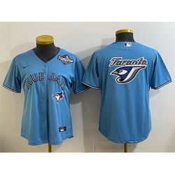 Women Toronto Blue Jays Team Big Logo Blue 2025 World Series Cool Base Stitched Baseball Jersey 