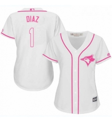 Womens Majestic Toronto Blue Jays 1 Aledmys Diaz Authentic White Fashion Cool Base MLB Jersey 