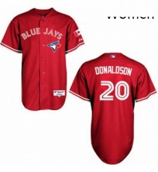 Womens Majestic Toronto Blue Jays 20 Josh Donaldson Replica Red Canada Day MLB Jersey