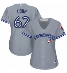 Womens Majestic Toronto Blue Jays 62 Aaron Loup Authentic Grey Road MLB Jersey 