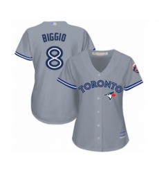 Women's Toronto Blue Jays #8 Cavan Biggio Authentic Grey Road Baseball Player Jersey