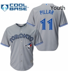 Youth Majestic Toronto Blue Jays 11 Kevin Pillar Authentic Grey Road MLB Jersey