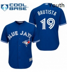 Youth Majestic Toronto Blue Jays 19 Jose Bautista Replica Blue Alternate MLB Jersey