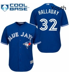 Youth Majestic Toronto Blue Jays 32 Roy Halladay Replica Blue Alternate MLB Jersey