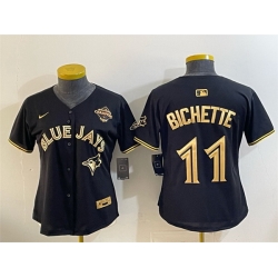 Youth Toronto Blue Jays 11 Bo Bichette Black Gold 2025 American League Champions Limited Stitched Baseball Jersey