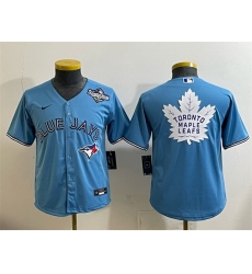 Youth Toronto Blue Jays  26 Leafs Blue 2025 World Series With White Leafs Logo Cool Base Stitched Baseball Jersey