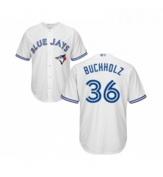 Youth Toronto Blue Jays 36 Clay Buchholz Replica White Home Baseball Jersey 