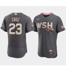Men Washington Nationals 23 Nelson Cruz 2022 Grey City Connect Cherry Blossom Flex Base Stitched MLB jersey