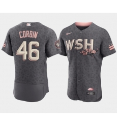Men Washington Nationals 46 Patrick Corbin 2022 Grey City Connect Cherry Blossom Flex Base Stitched MLB jersey