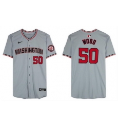 Men Washington Nationals 50 James Wood Gray Limited Stitched Baseball Jersey Men Washington Nationals 50 James Wood Gray Limited Stitched Baseball Jersey