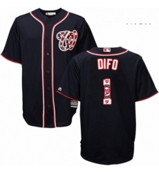 Mens Majestic Washington Nationals 1 Wilmer Difo Authentic Navy Blue Team Logo Fashion Cool Base MLB Jersey 