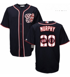 Mens Majestic Washington Nationals 20 Daniel Murphy Authentic Navy Blue Team Logo Fashion Cool Base MLB Jersey