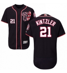 Mens Majestic Washington Nationals 21 Brandon Kintzler Navy Blue Alternate Flex Base Authentic Collection MLB Jersey