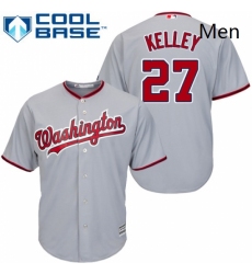 Mens Majestic Washington Nationals 27 Shawn Kelley Replica Grey Road Cool Base MLB Jersey