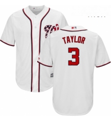 Mens Majestic Washington Nationals 3 Michael Taylor Replica White Home Cool Base MLB Jersey