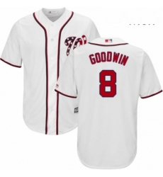 Mens Majestic Washington Nationals 8 Brian Goodwin Replica White Home Cool Base MLB Jersey 