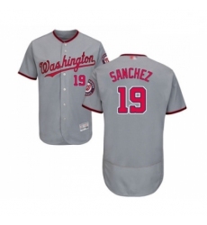 Mens Washington Nationals 19 Anibal Sanchez Grey Road Flex Base Authentic Collection Baseball Jersey