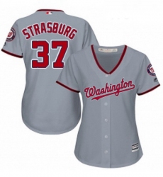 Womens Majestic Washington Nationals 37 Stephen Strasburg Replica Grey Road Cool Base MLB Jersey