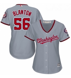 Womens Majestic Washington Nationals 56 Joe Blanton Replica Grey Road Cool Base MLB Jersey