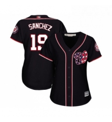 Womens Washington Nationals 19 Anibal Sanchez Replica Navy Blue Alternate 2 Cool Base Baseball Jersey 