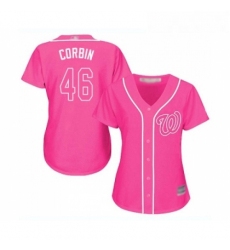 Womens Washington Nationals 46 Patrick Corbin Replica Pink Fashion Cool Base Baseball Jersey 