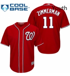 Youth Majestic Washington Nationals 11 Ryan Zimmerman Authentic Red Alternate 1 Cool Base MLB Jersey